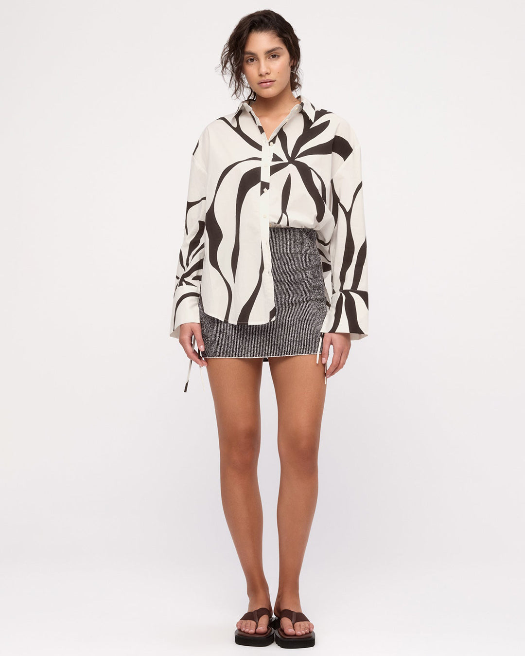 Textured Knit Mini Skirt - Black Pinstripe - Zulu and Zephyr