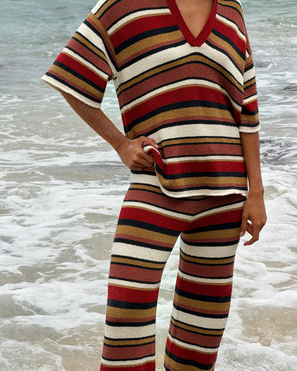 Textured Knit Shirt - Earth Stripe - Zulu and Zephyr