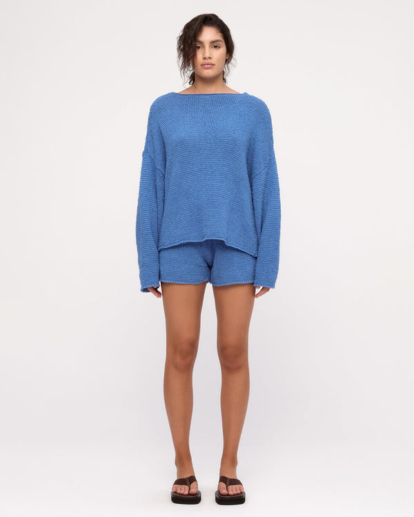 Textured Knit Short - Ocean Blue - Zulu and Zephyr