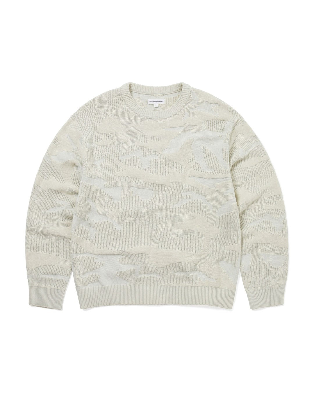 Camouflage Jacquard Knit Crew - Natural - thisisneverthat