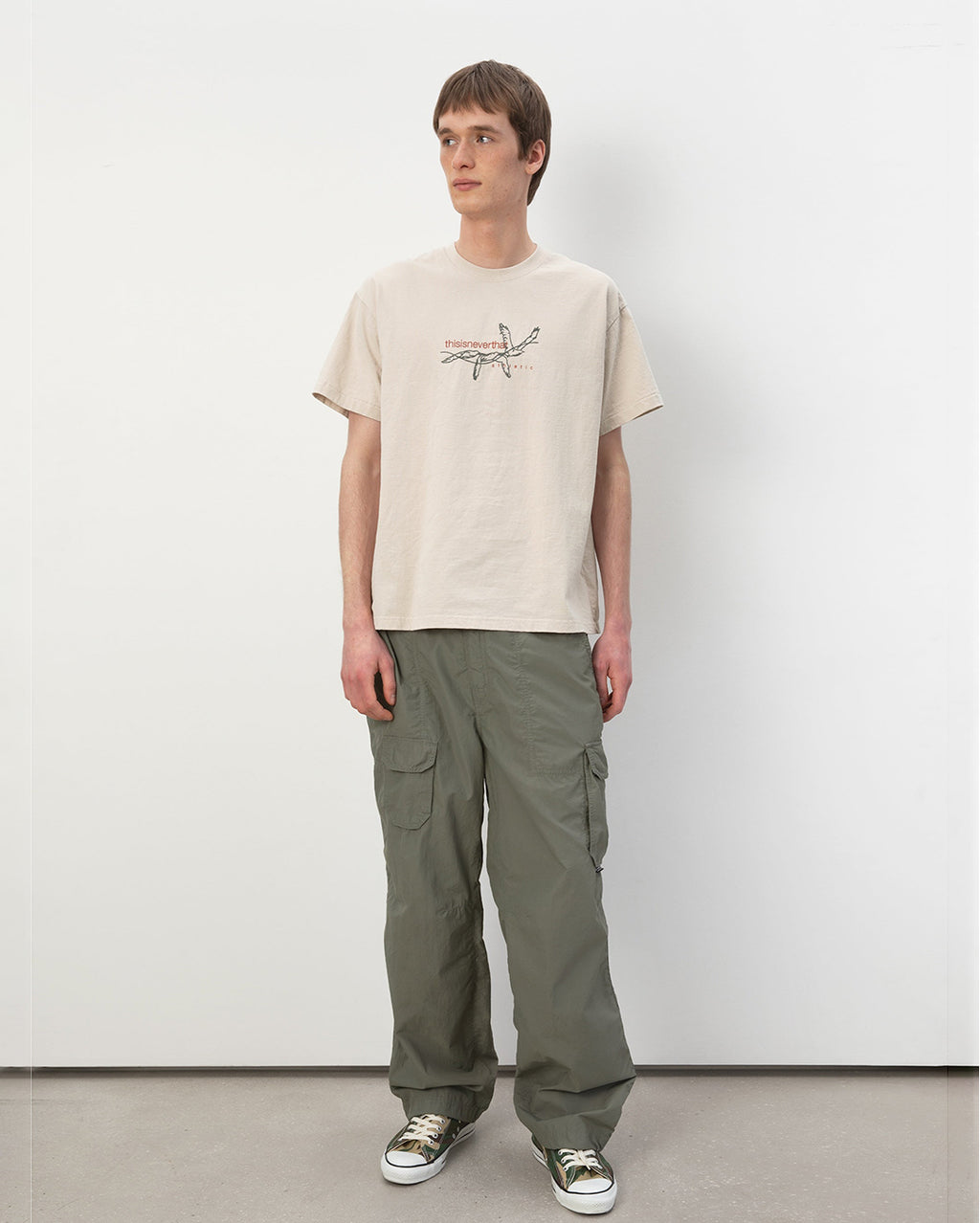Stitched Birds Tee - Beige - thisisneverthat