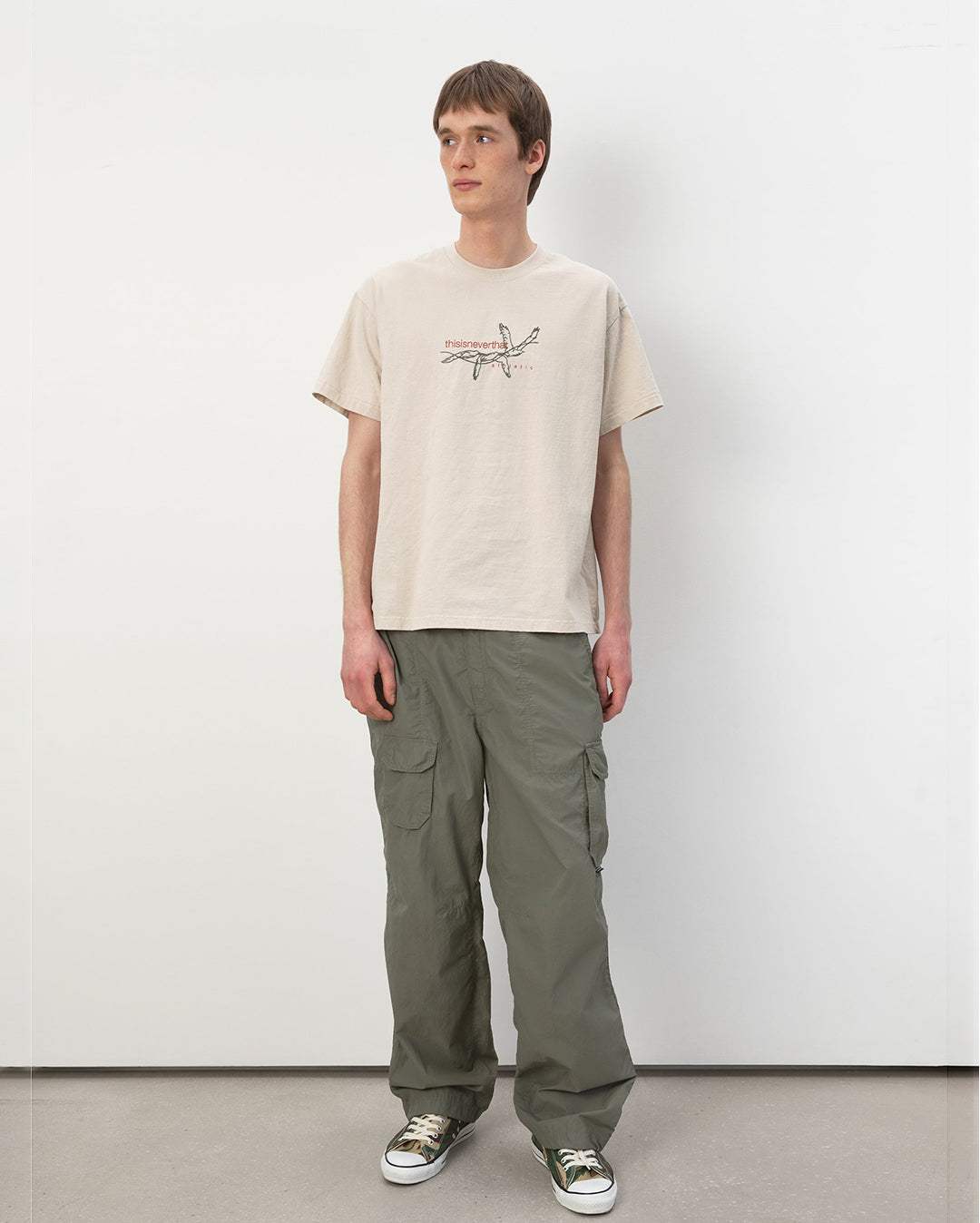 Stitched Birds Tee - Beige - thisisneverthat
