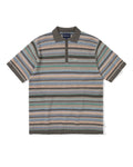 Striped Short Sleeve Knit Polo - Pink Grey - thisisneverthat