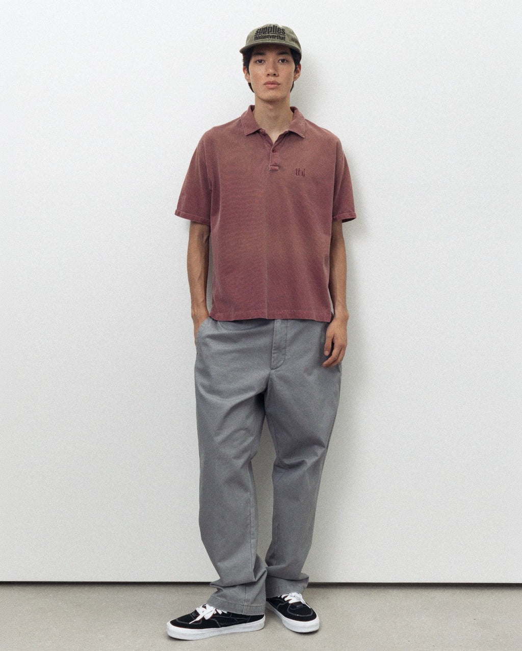 Washed Polo Shirt - Burgundy - thisisneverthat
