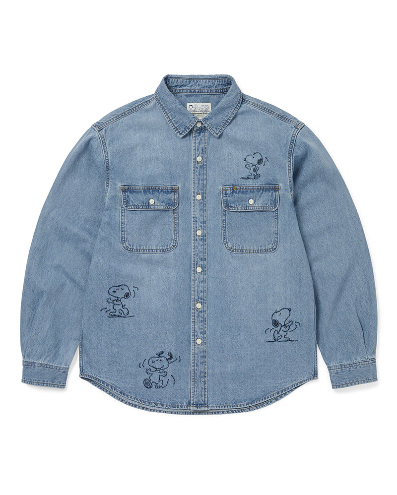 TNT Peanuts Denim Shirt - Blue - thisisneverthat