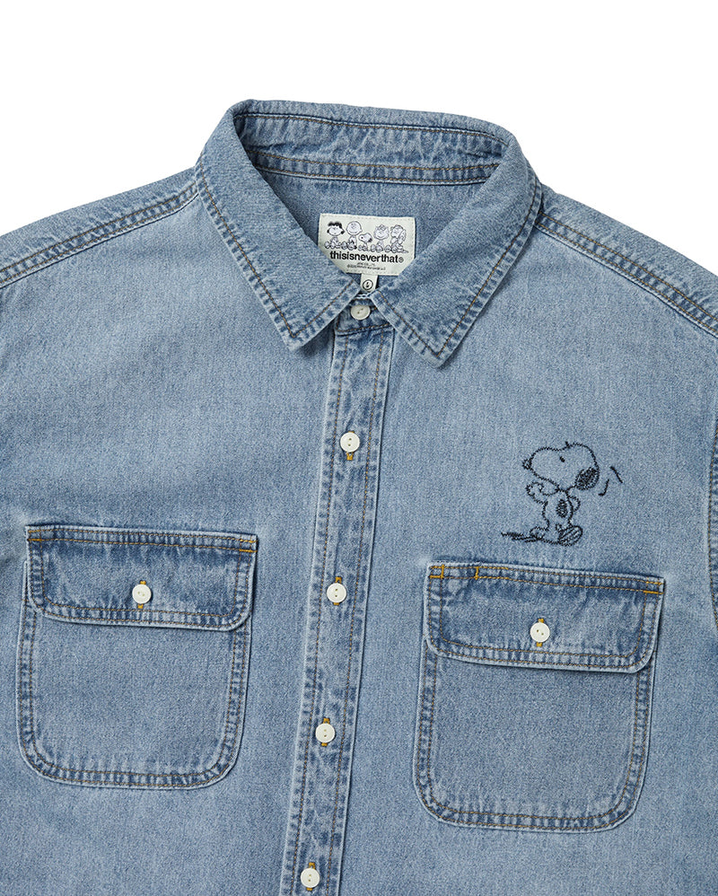 TNT Peanuts Denim Shirt - Blue - thisisneverthat