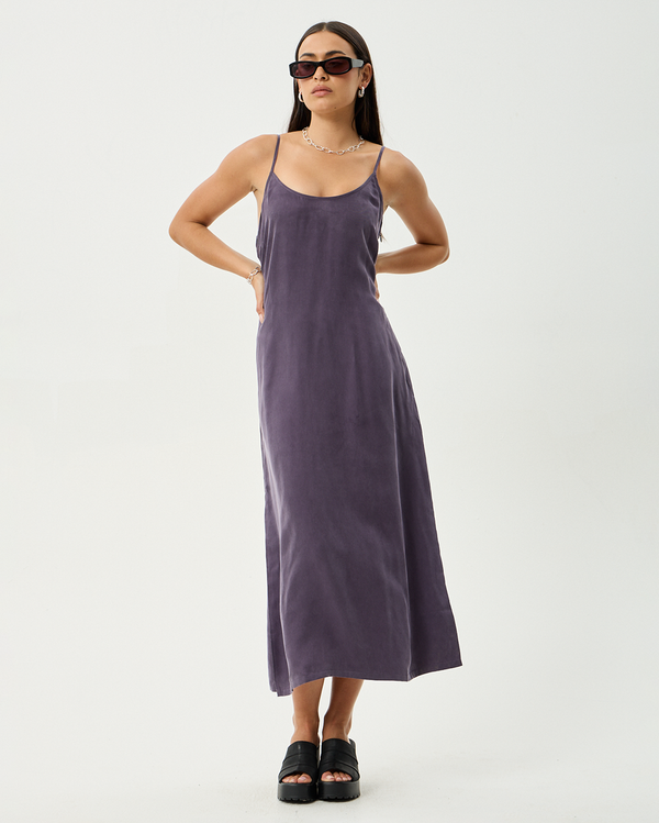Valley - Cupro Midi Dress - Aubergine - Afends