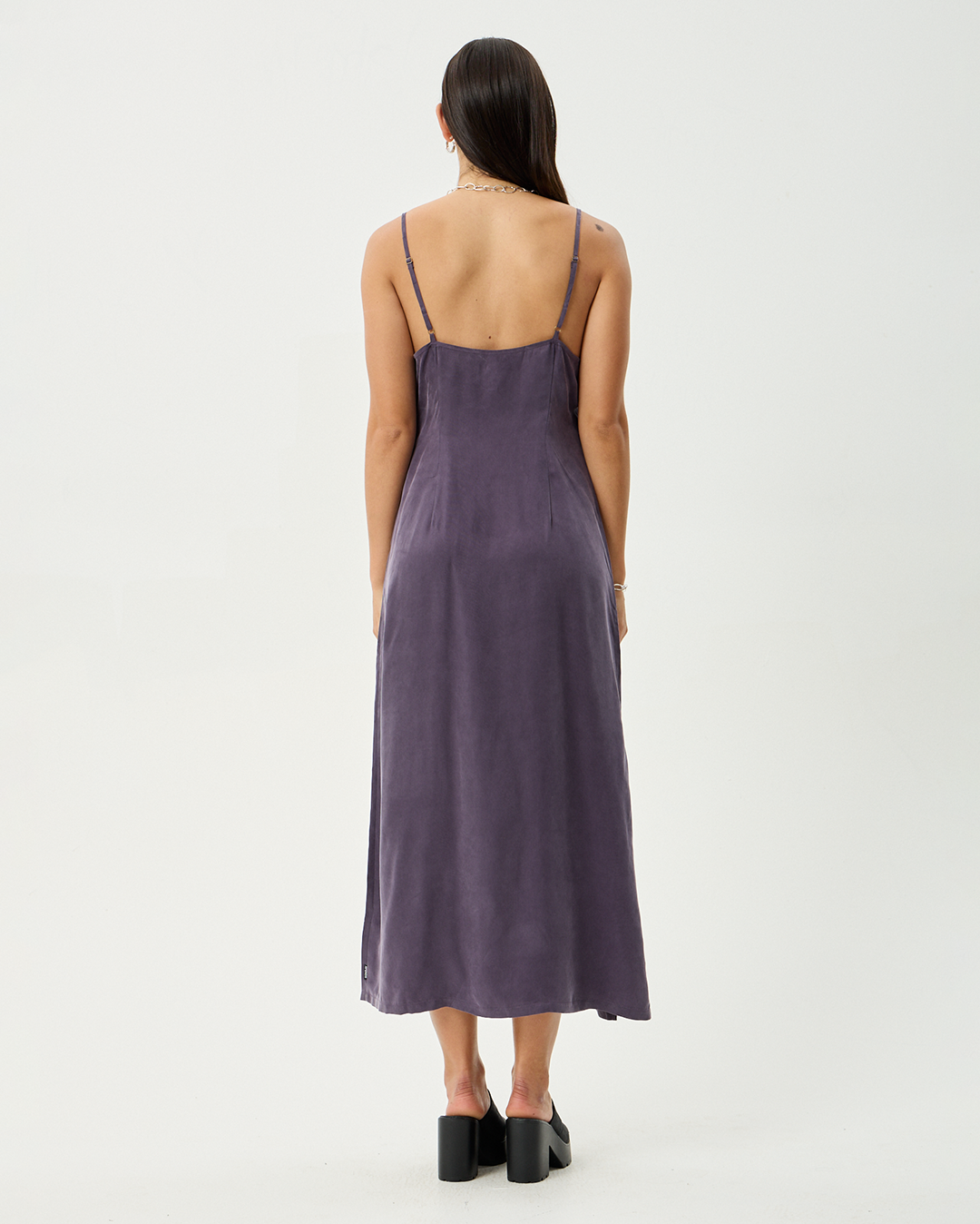 Valley - Cupro Midi Dress - Aubergine - Afends