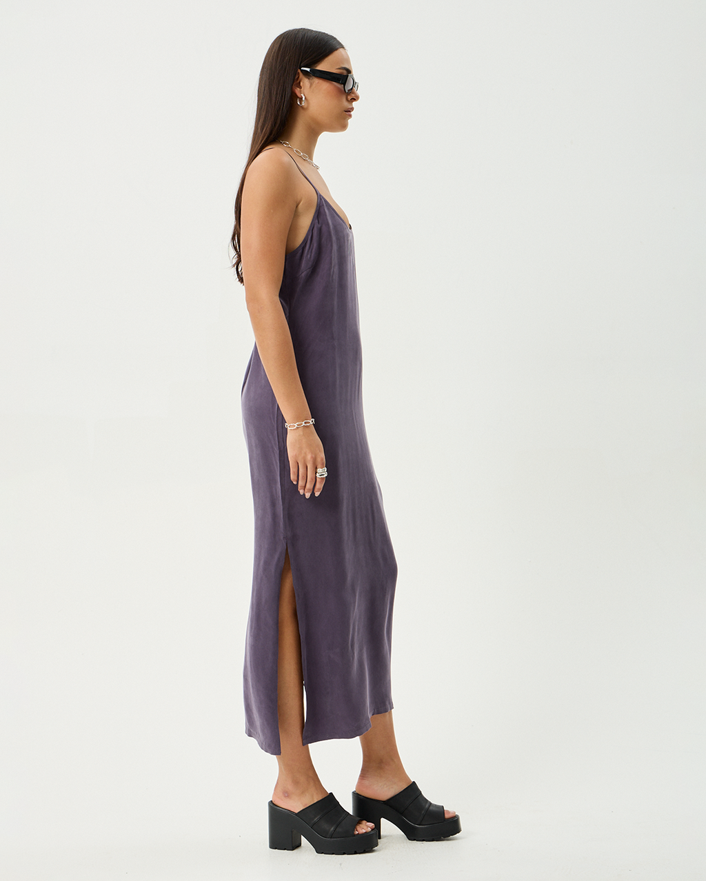 Valley - Cupro Midi Dress - Aubergine - Afends