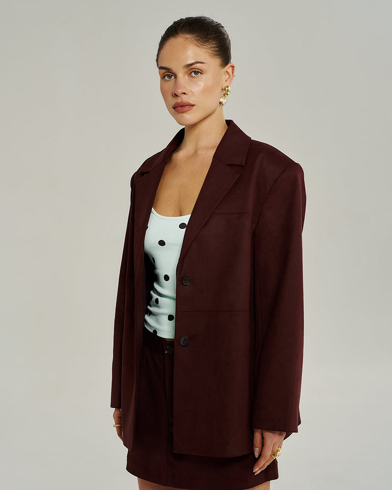 Vegan Suede Jacket - Syrah - Summi Summi