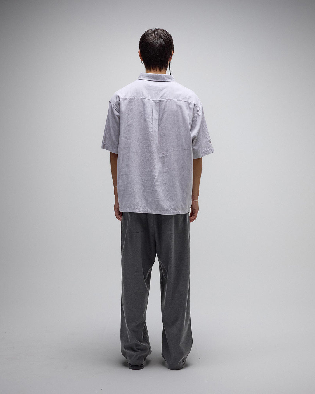 Vivian Boxy Stripe Short Sleeve Shirt - Grey - Former