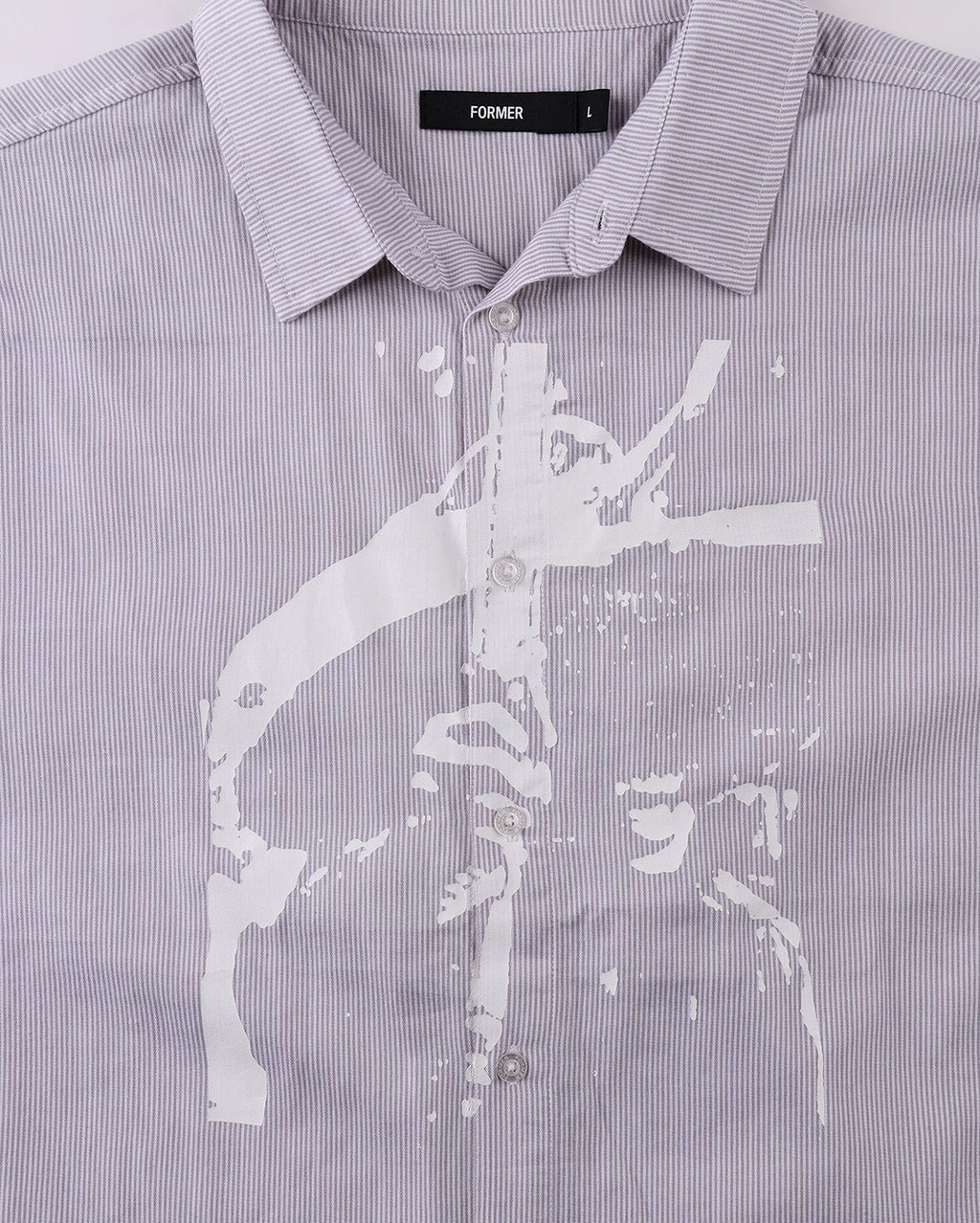 Vivian Boxy Stripe Short Sleeve Shirt - Grey - Former