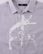 Vivian Boxy Stripe Short Sleeve Shirt - Grey - Former
