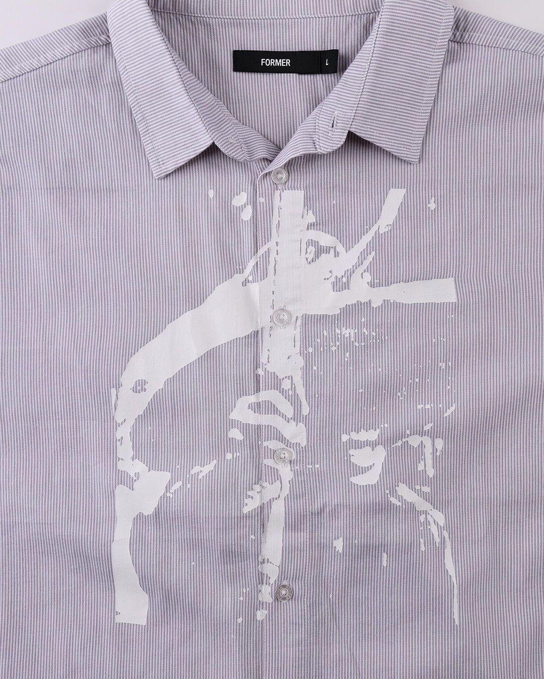 Vivian Boxy Stripe Short Sleeve Shirt - Grey - Former