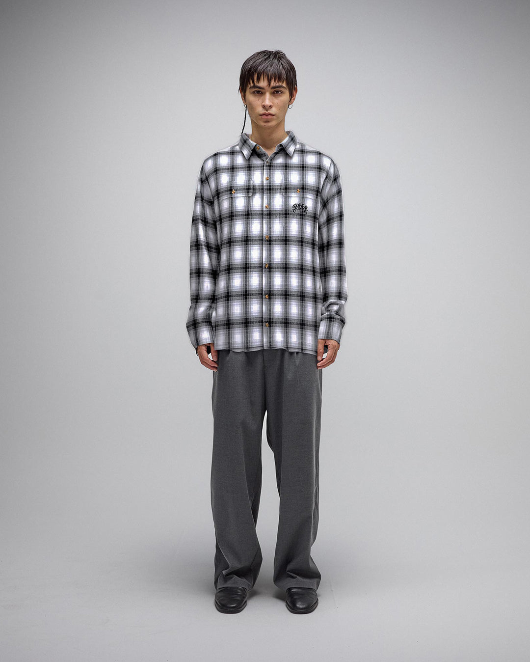 Vivian Flannel Long Sleeve Shirt - Grey - Former