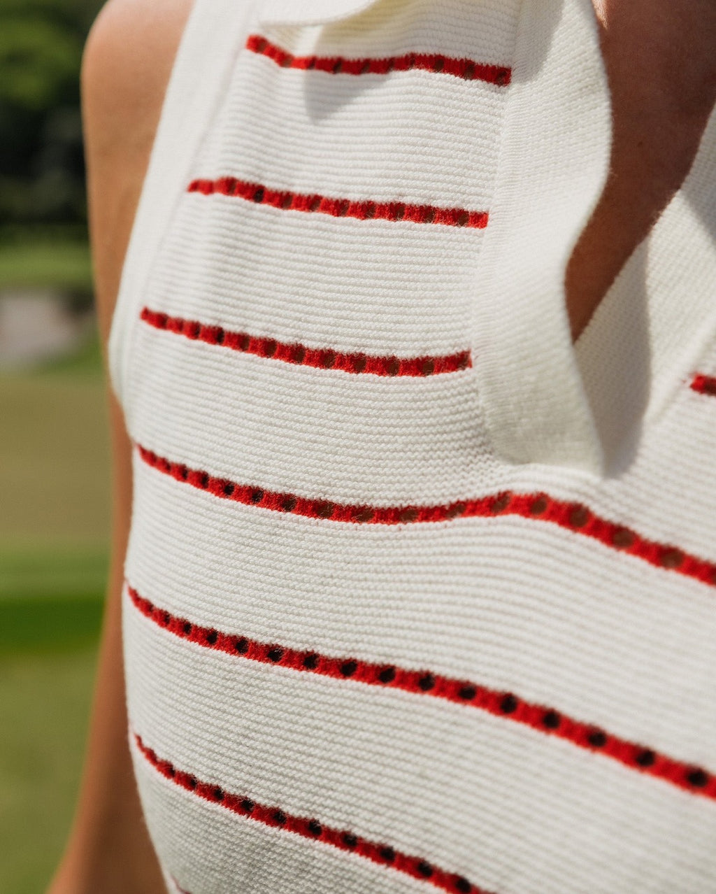 Womens Links Knit Polo - White / Red - Walker Golf Things