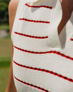 Womens Links Knit Polo - White / Red - Walker Golf Things