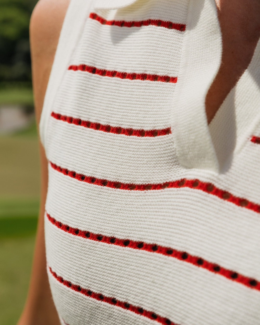 Womens Links Knit Polo - White / Red - Walker Golf Things