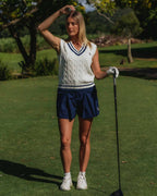 Womens Pleat Short - Navy - Walker Golf Things