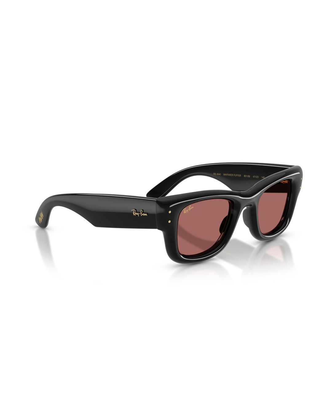 Wayfarer Puffer Sunglasses - Black/Dark Violet - Ray-Ban