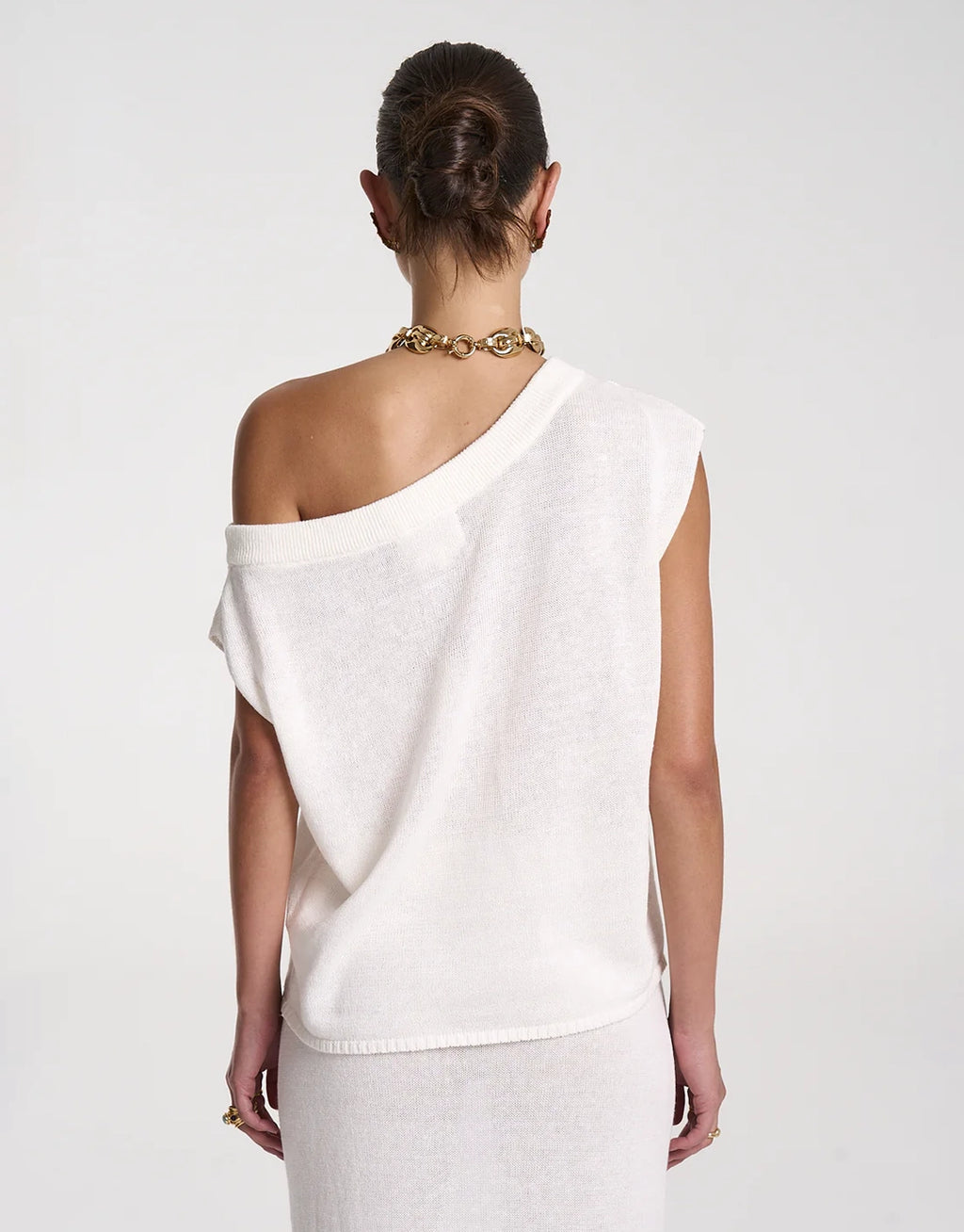 Knit Off Shoulder Top - White