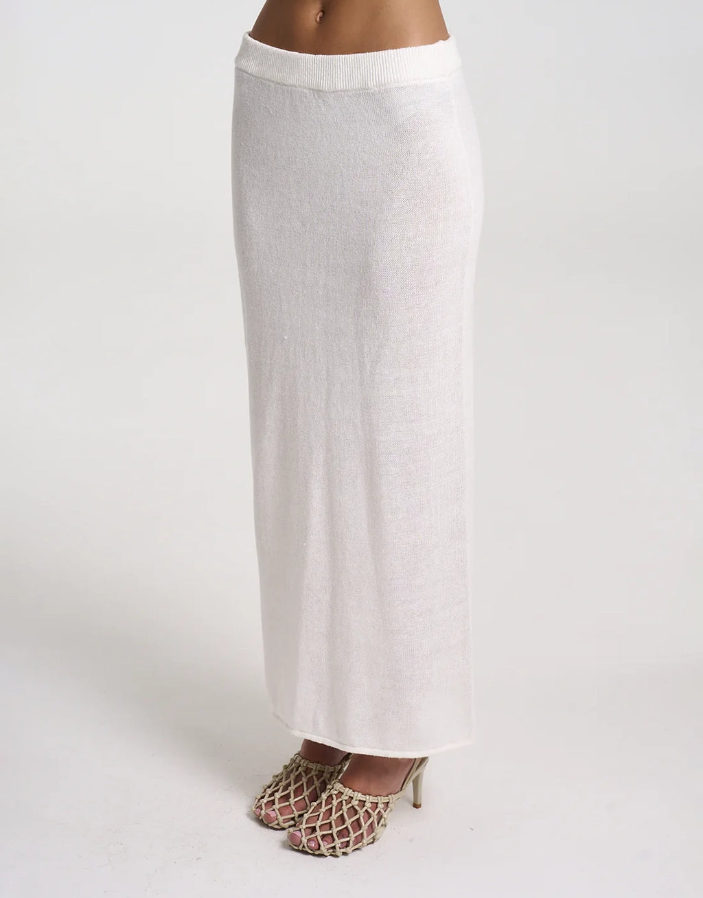 Knit Maxi Skirt - White