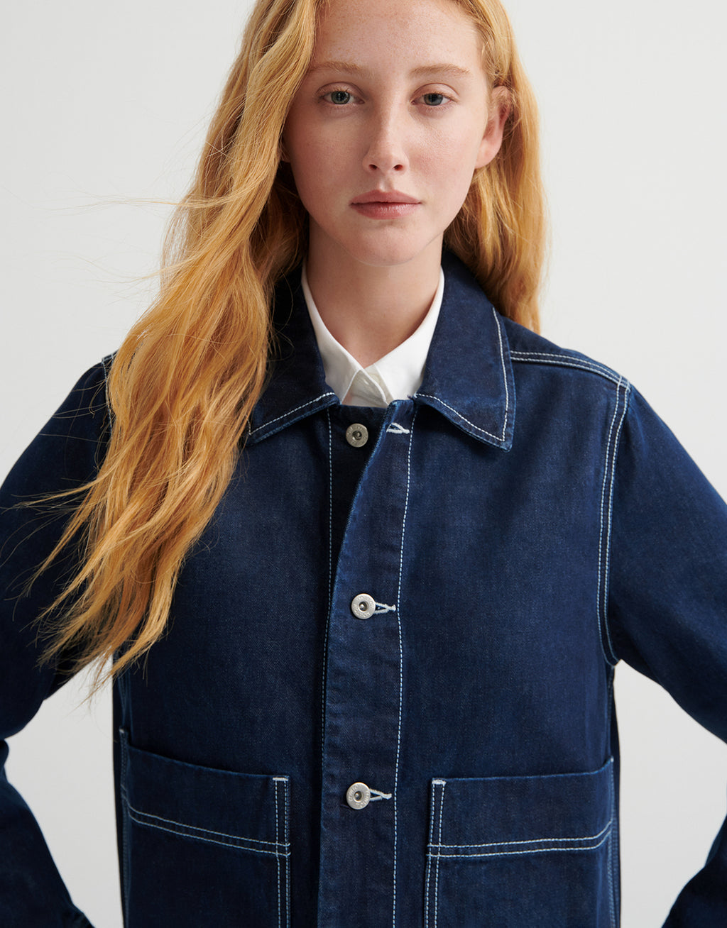 Worker Jacket - Indigo Denim by Kowtow - view 2