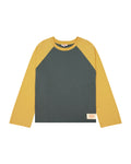 Raglan Crew T-Shirt - Charcoal / Mustard by Checks Downtown