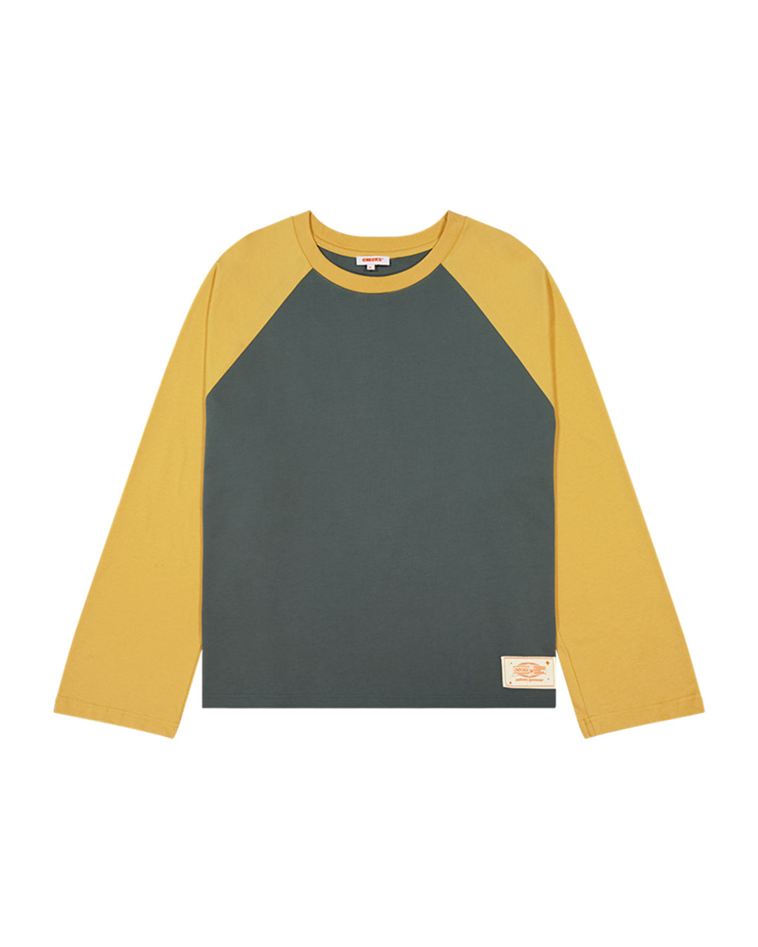 Raglan Crew T-Shirt - Charcoal / Mustard