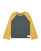 Raglan Crew T-Shirt - Charcoal / Mustard by Checks Downtown