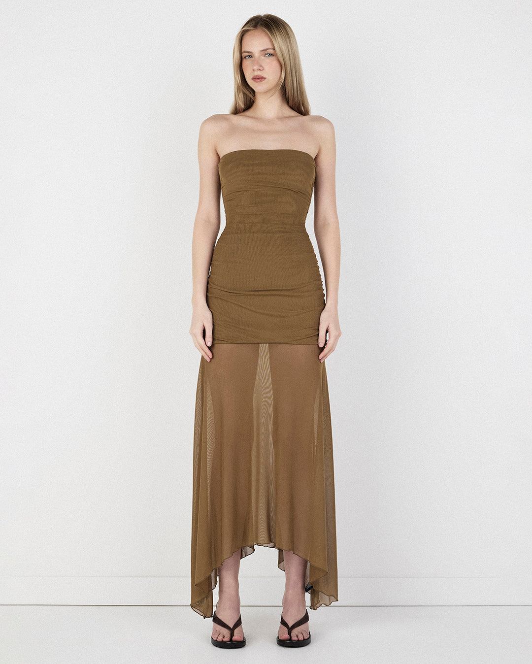 Zella Midi Dress - Khaki - Ownley