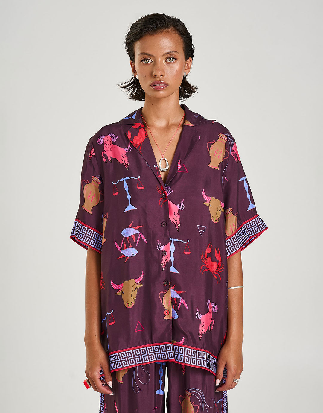 Short Sleeve Button Up Shirt - Zodiac