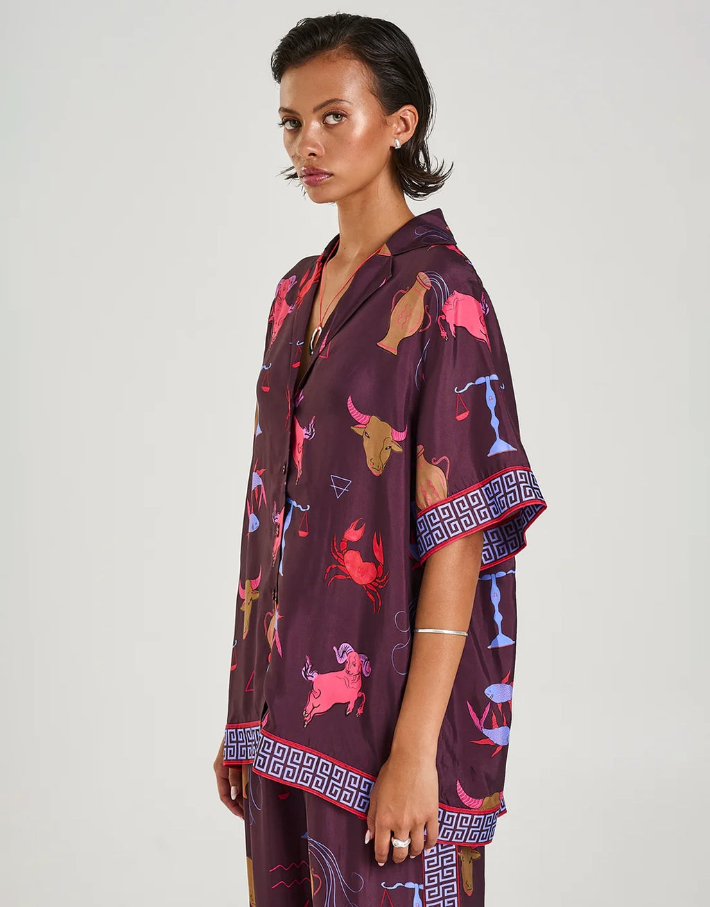 Short Sleeve Button Up Shirt - Zodiac