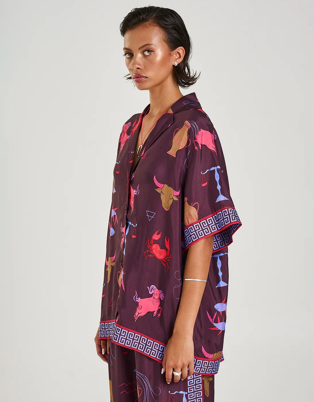Short Sleeve Button Up Shirt - Zodiac