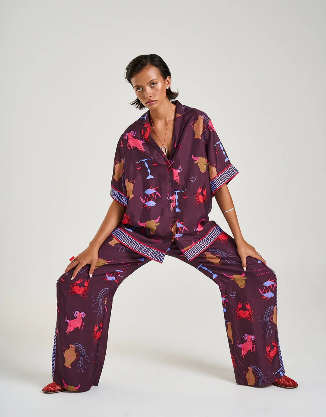 Short Sleeve Button Up Shirt - Zodiac