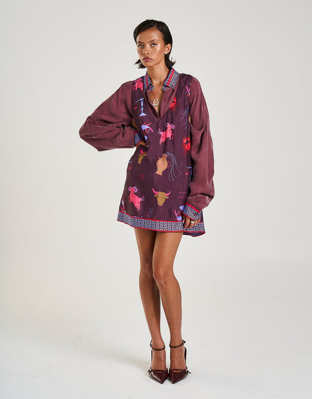 V-Neck Shift Dress - Zodiac