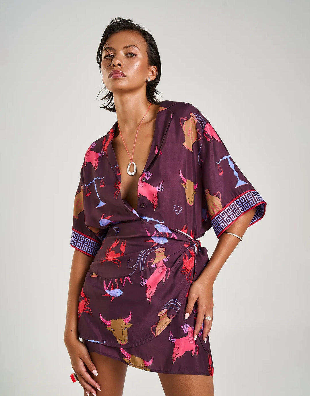 Short Sleeve Button Up Shirt - Zodiac
