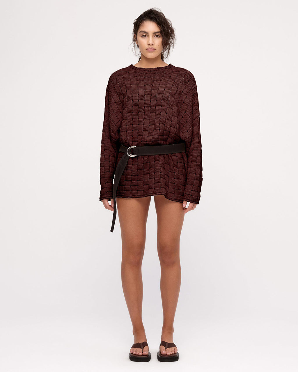 Basketweave Knit Jumper - Deep Brown - Zulu and Zephyr