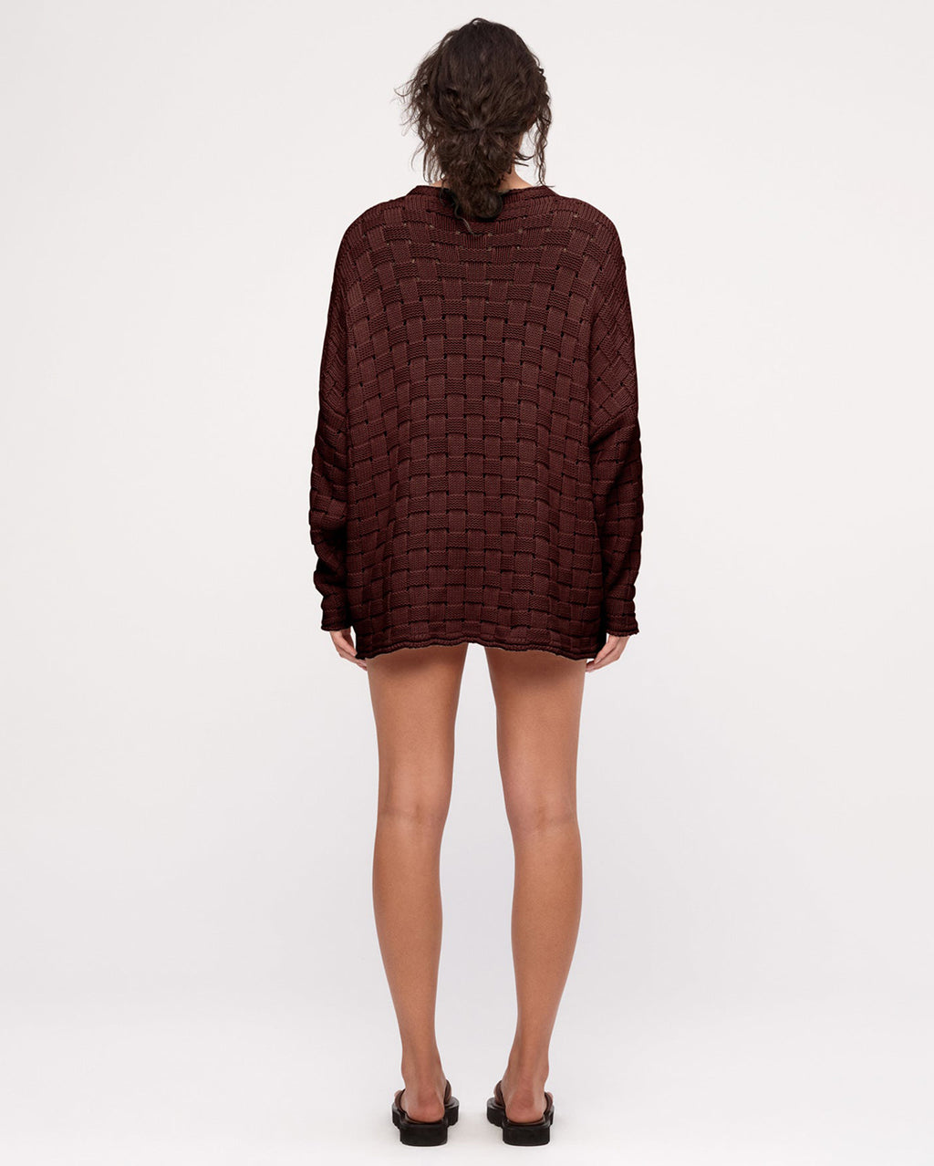 Basketweave Knit Jumper - Deep Brown - Zulu and Zephyr