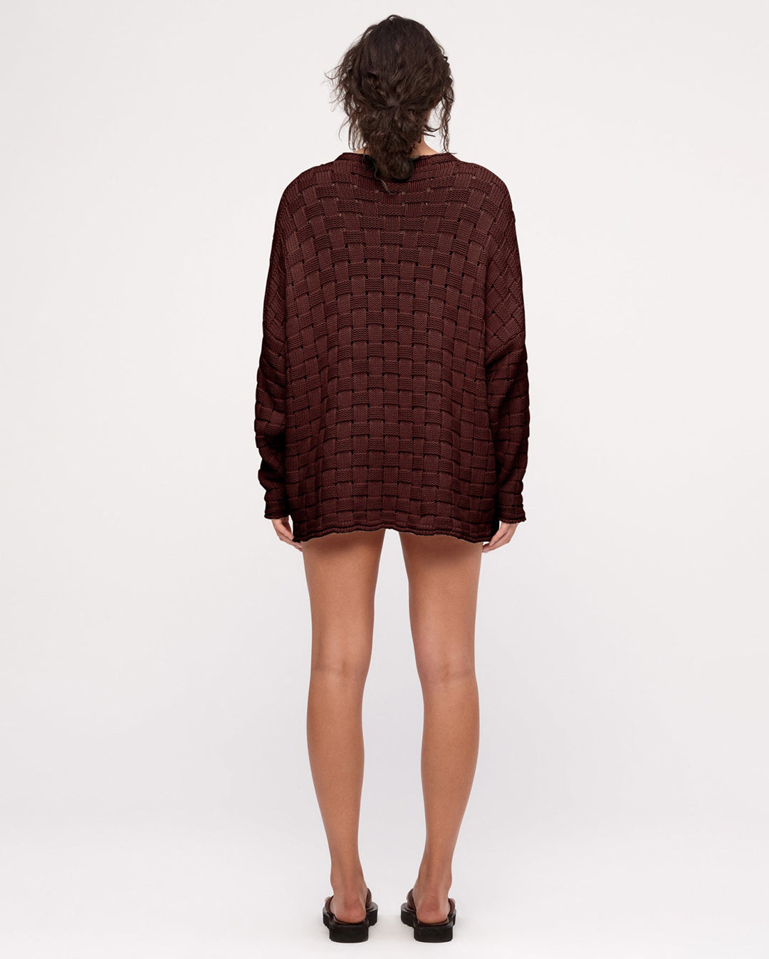 Basketweave Knit Jumper - Deep Brown - Zulu and Zephyr